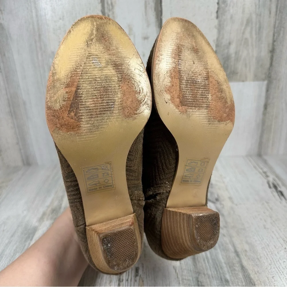 Lulus Envy‎ Babs Beige Herringbone Striped Leather Ankle Booties #481